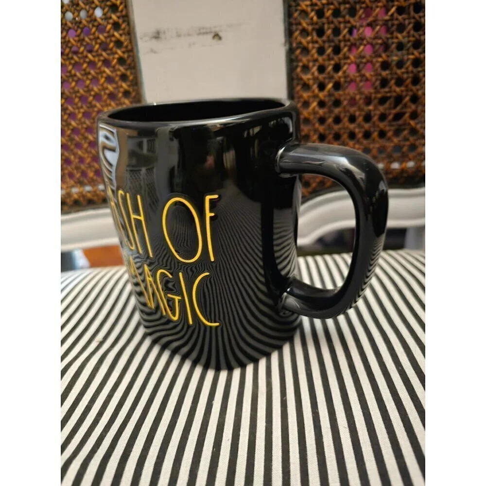 NWT Rae Dunn Halloween Dash of Magic Coffee Mug Black Orange